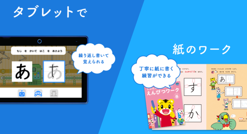 タブレットと紙のワーク