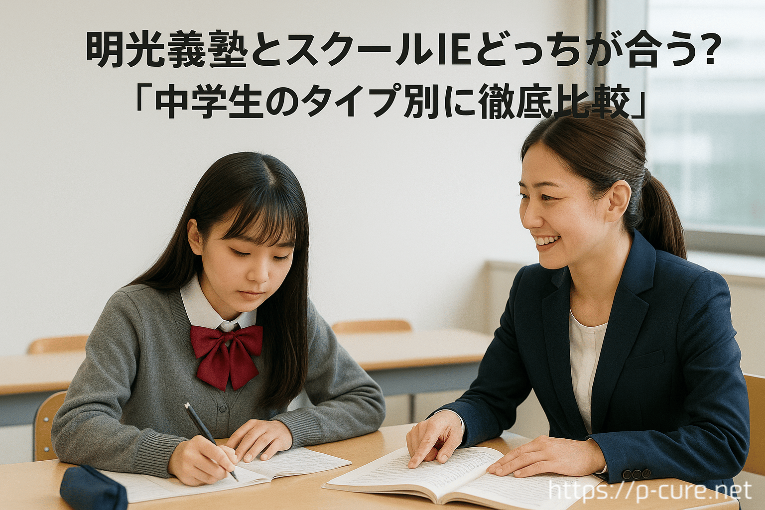 個別指導を受ける生徒と指導する講師