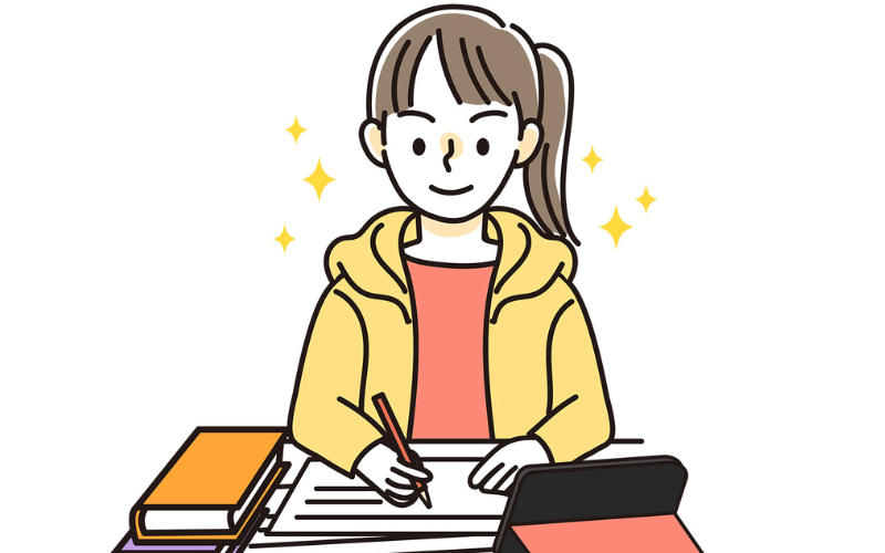 勉強する女子のイラスト