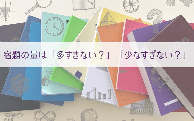 「宿題の量は多すぎない？少なすぎない？」の文字とカラフルなテキスト7