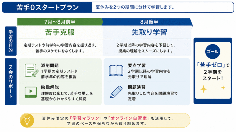 Z会中高一貫コースの夏休み苦手克服と先取り学習プラン
